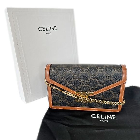 Celine Bag Women's Brand Shoulder Bag Triomphe Dark Brown Mini Bag Compact - Picture 15 of 15